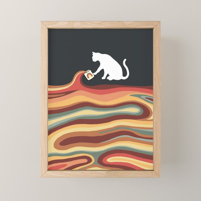 Rainbow cat 1b black magic coffee milk drop Mini Art Print Gallery Image 1