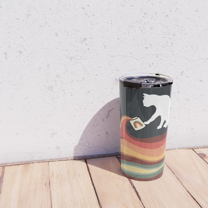 Rainbow cat 1b black magic coffee milk drop Travel Mug Gallery Image 4