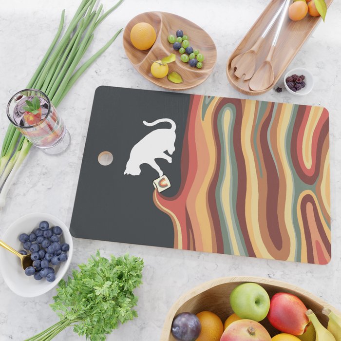 Rainbow cat 1b black magic coffee milk drop Cutting Board Gallery Image 2