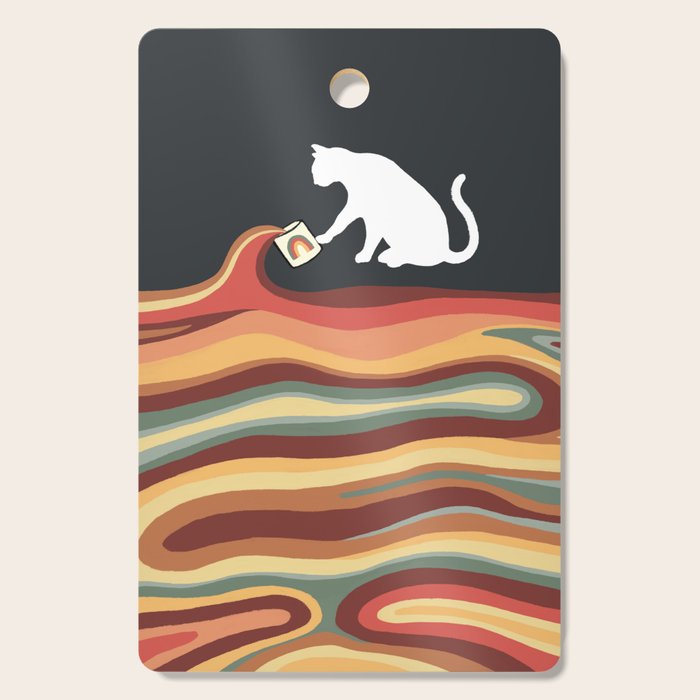 Rainbow cat 1b black magic coffee milk drop Cutting Board Gallery Image 1