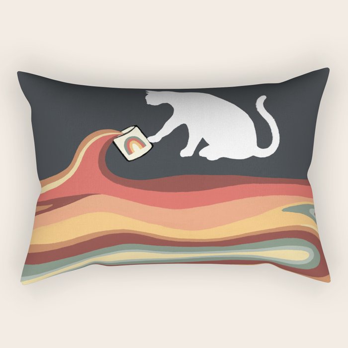 Rainbow cat 1b black magic coffee milk drop Rectangular Pillow Gallery Image 2