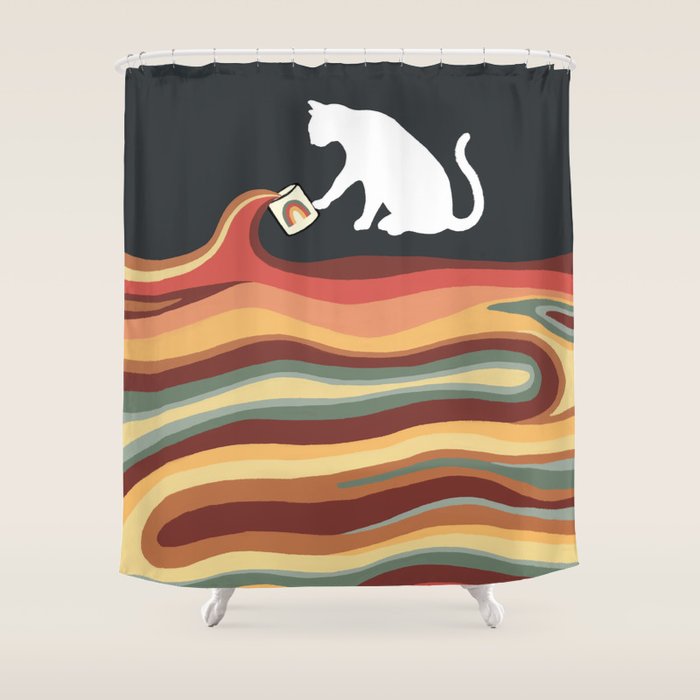 Rainbow cat 1b black magic coffee milk drop Shower Curtain Gallery Image 1
