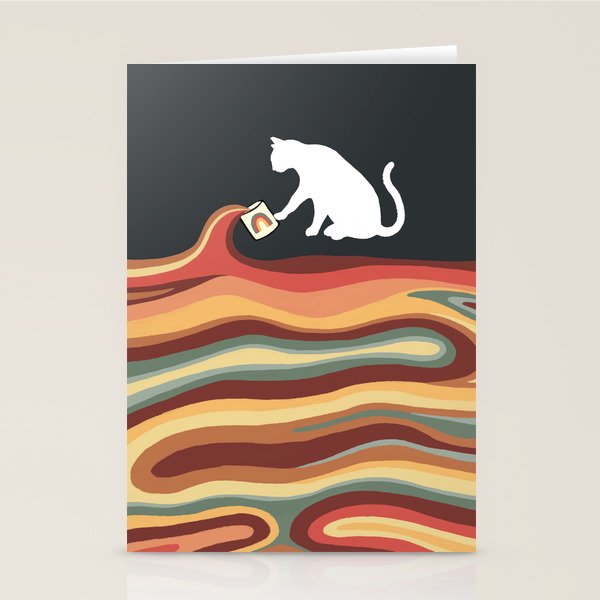 Rainbow cat 1b black magic coffee milk drop Stationery Card Gallery Image 1