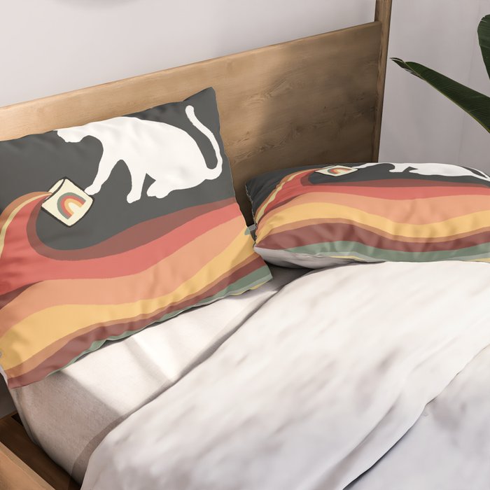 Rainbow cat 1b black magic coffee milk drop Pillow Sham Gallery Image 2