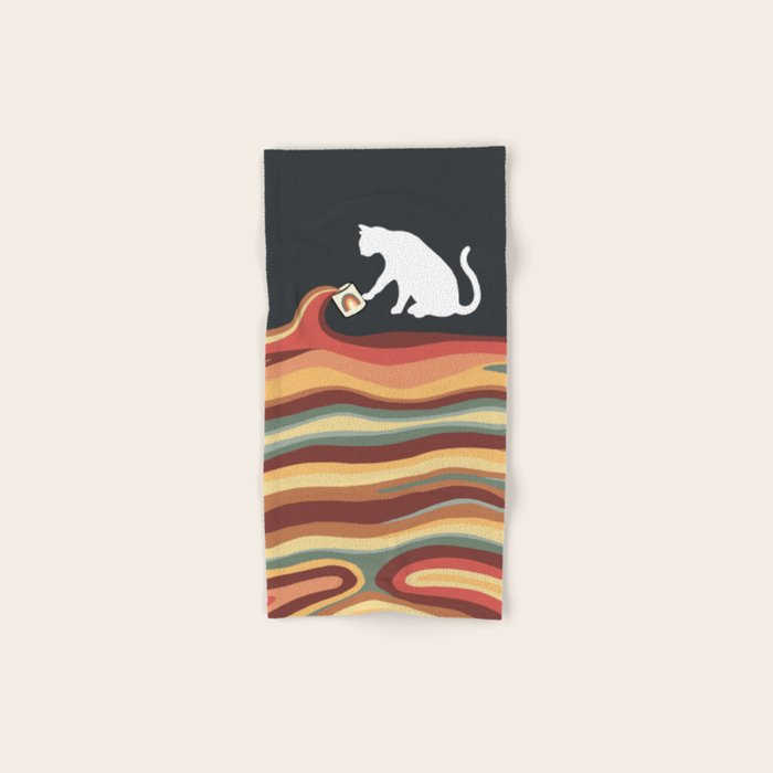Rainbow cat 1b black magic coffee milk drop Bath Towel Gallery Image 1