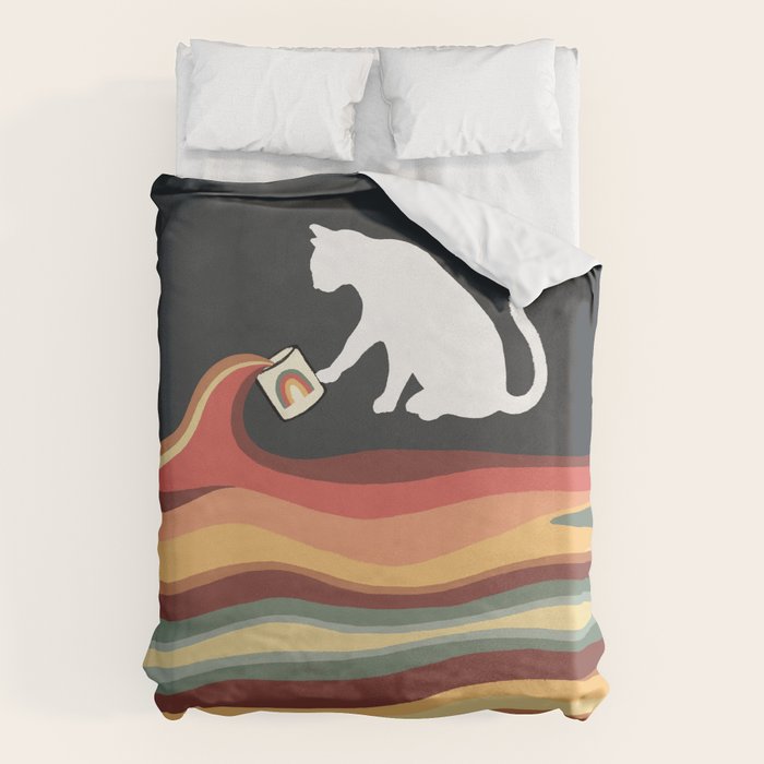 Rainbow cat 1b black magic coffee milk drop Duvet Cover Gallery Image 6