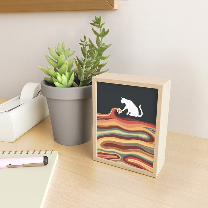 Rainbow cat 1b black magic coffee milk drop Mini Art Print Gallery Image 2