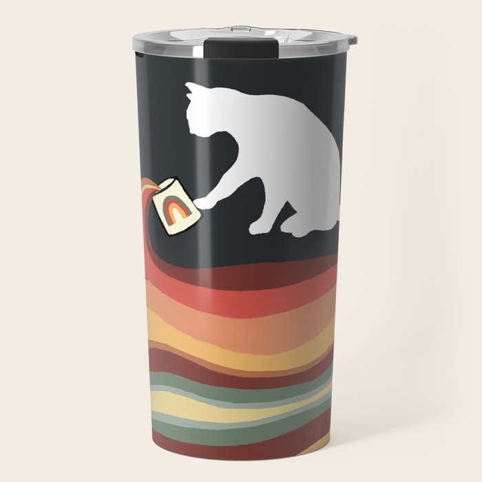 Rainbow cat 1b black magic coffee milk drop Travel Mug Gallery Image 1