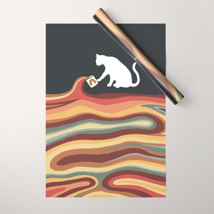 Rainbow cat 1b black magic coffee milk drop Wrapping Paper Gallery Image 1