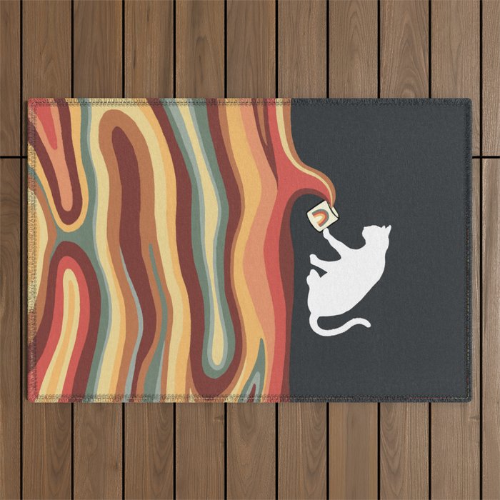 Rainbow cat 1b black magic coffee milk drop Outdoor Rug Gallery Image 1