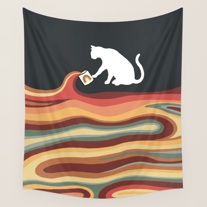 Rainbow cat 1b black magic coffee milk drop Wall Tapestry Gallery Image 1