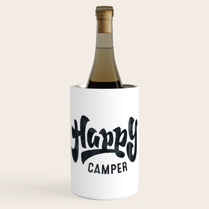 HAPPY CAMPER Black and White Retro Wine Chiller Gallery Image 1