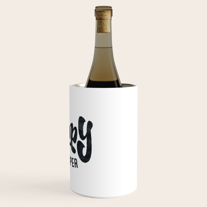 HAPPY CAMPER Black and White Retro Wine Chiller Gallery Image 3