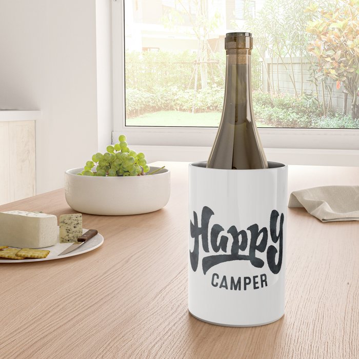 HAPPY CAMPER Black and White Retro Wine Chiller Gallery Image 4