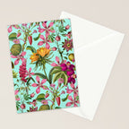 Tropical Bloom Serenade Exotic Floral Pattern Vintage Botanical Vibes Turquoise Stationery Card Gallery Image 2
