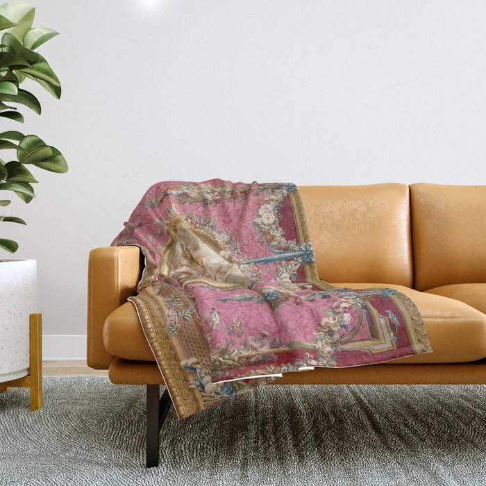 Romantic Venus French Louis XIV Tapestry by Francois Boucher Throw Blanket Gallery Image 1