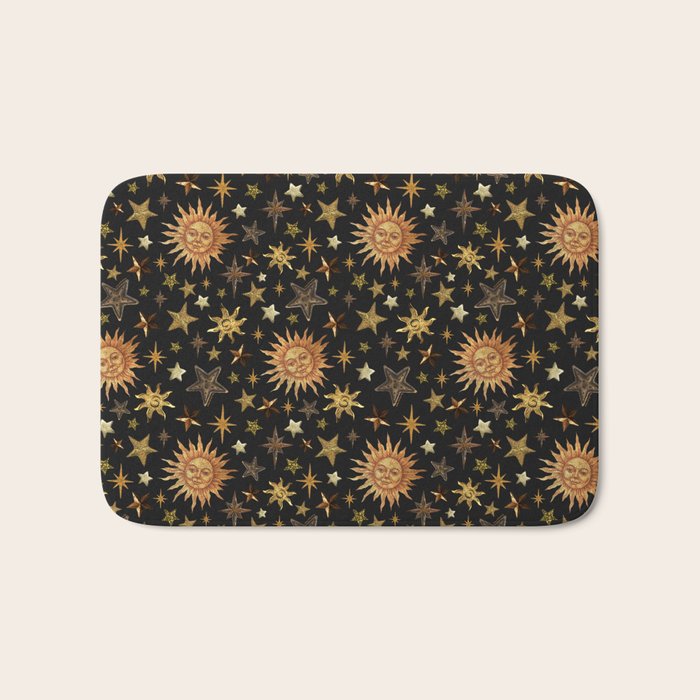 Vintage Collage Print in Black Bath Mat Gallery Image 1