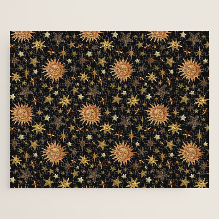 Vintage Collage Print in Black Jigsaw Puzzle Gallery Image 1