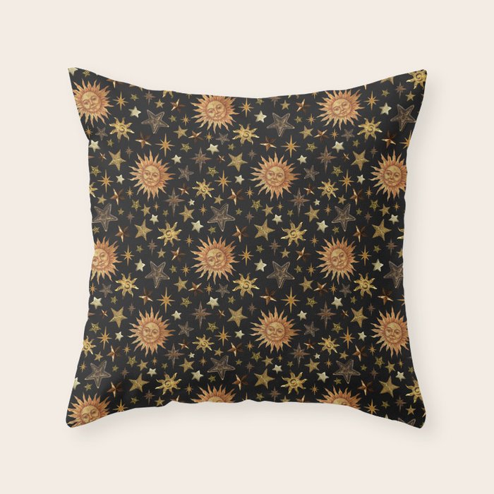Vintage Collage Print in Black Throw Pillow Gallery Image 6