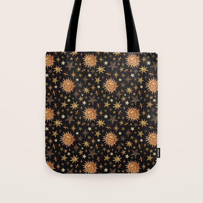 Vintage Collage Print in Black Tote Bag Gallery Image 1