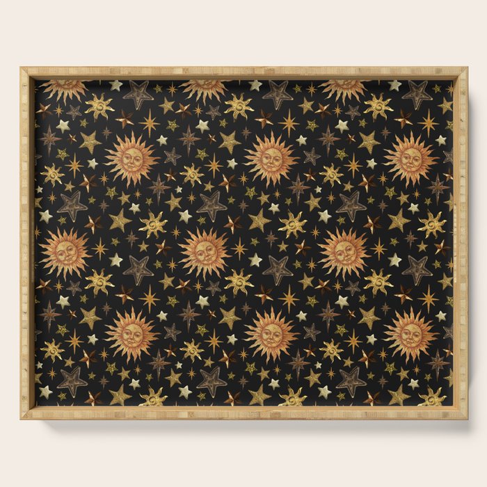 Vintage Collage Print in Black Serving Tray Gallery Image 1