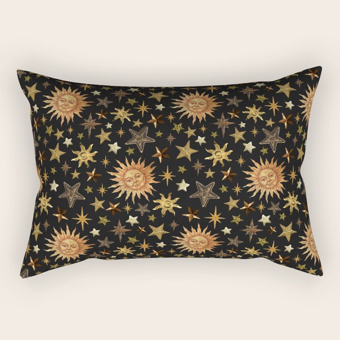 Vintage Collage Print in Black Rectangular Pillow Gallery Image 1