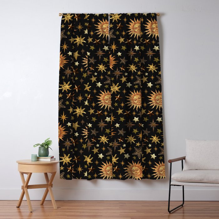 Vintage Collage Print in Black Window Curtain Gallery Image 5