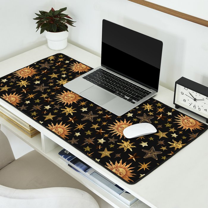 Vintage Collage Print in Black Desk Mat Gallery Image 2