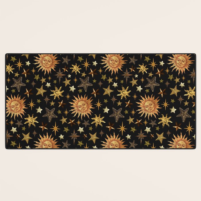 Vintage Collage Print in Black Desk Mat Gallery Image 3