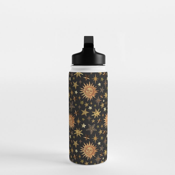 Vintage Collage Print in Black Water Bottle Gallery Image 3