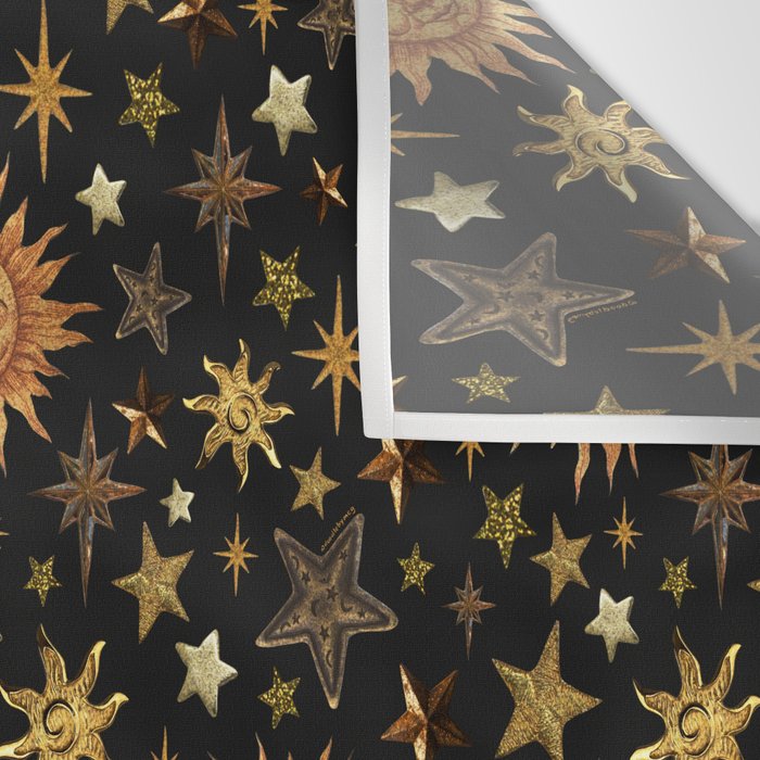 Vintage Collage Print in Black Wall Tapestry Gallery Image 3