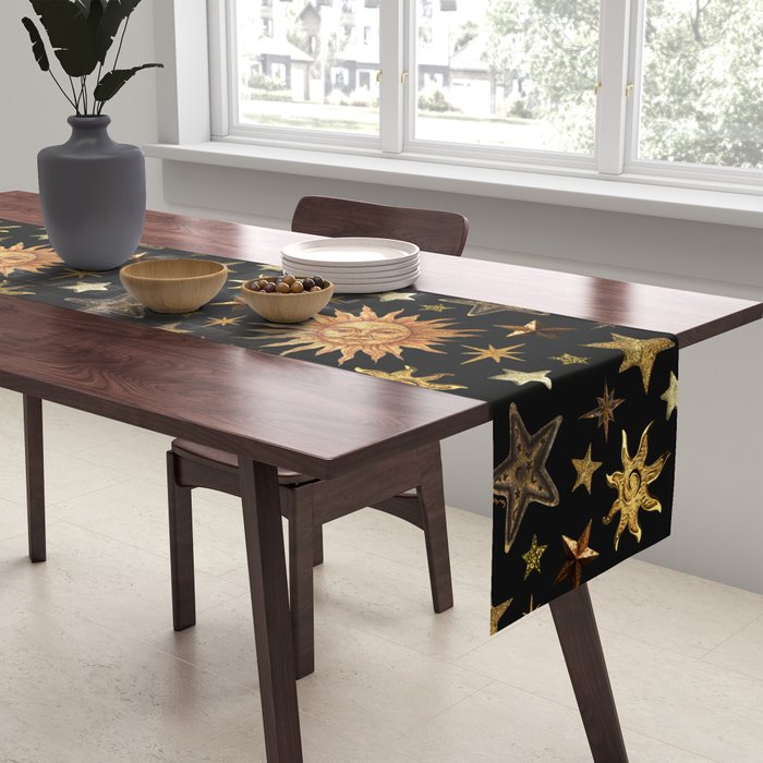 Vintage Collage Print in Black Table Runner Gallery Image 2