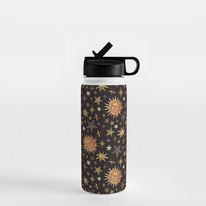 Vintage Collage Print in Black Water Bottle Gallery Image 1