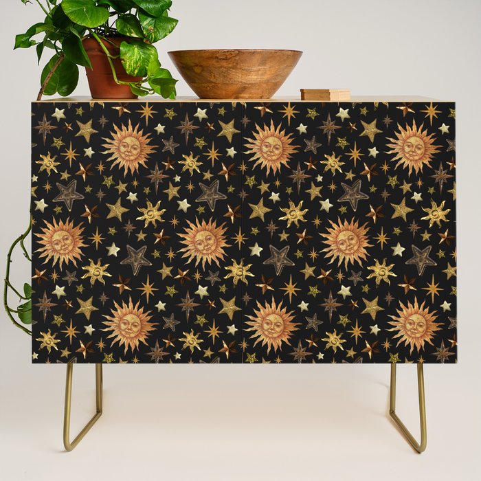 Vintage Collage Print in Black Credenza Gallery Image 1