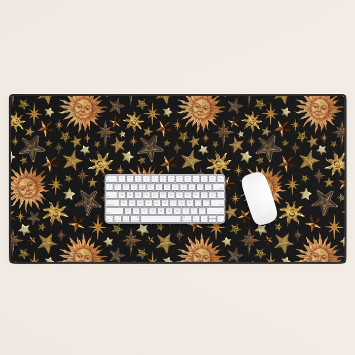 Vintage Collage Print in Black Desk Mat Gallery Image 1