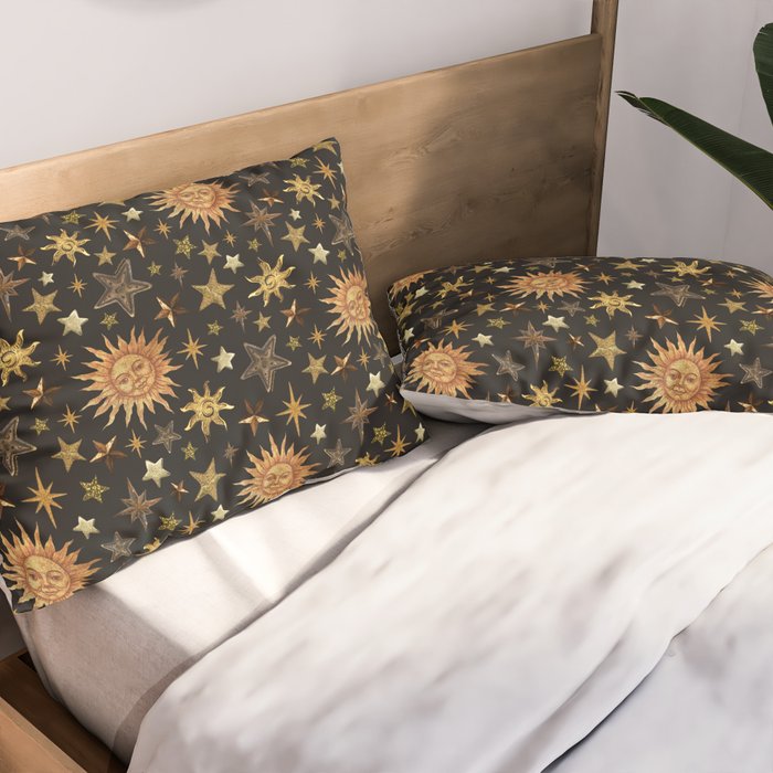 Vintage Collage Print in Black Pillow Sham Gallery Image 2