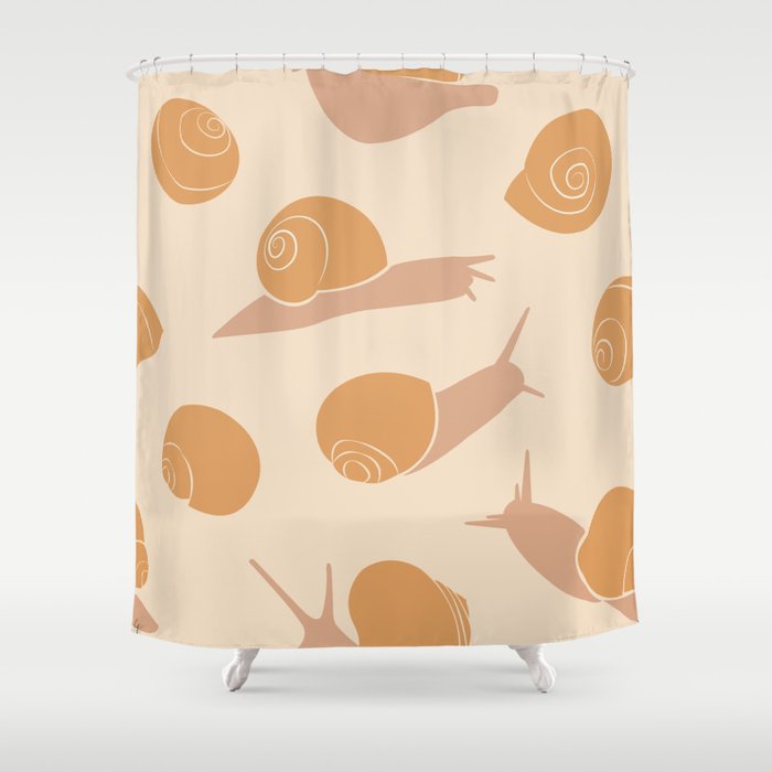 Retro Snail Pattern Shower Curtain Gallery Image 1