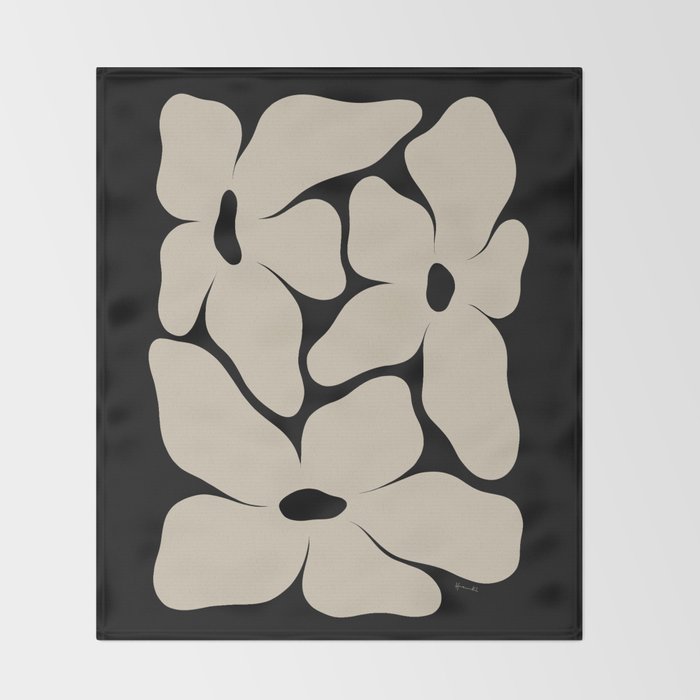 Vanilla Flower black Throw Blanket Gallery Image 2