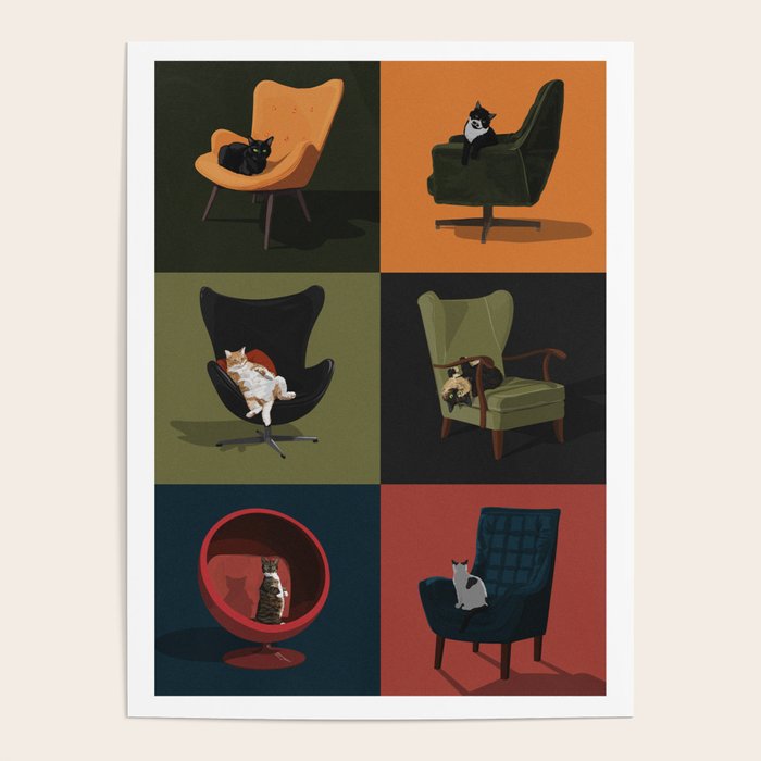 Cats on Chairs Poster Gallery Image 4