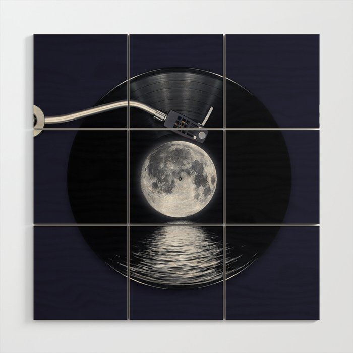 Vinyl moon Wood Wall Art Gallery Image 1