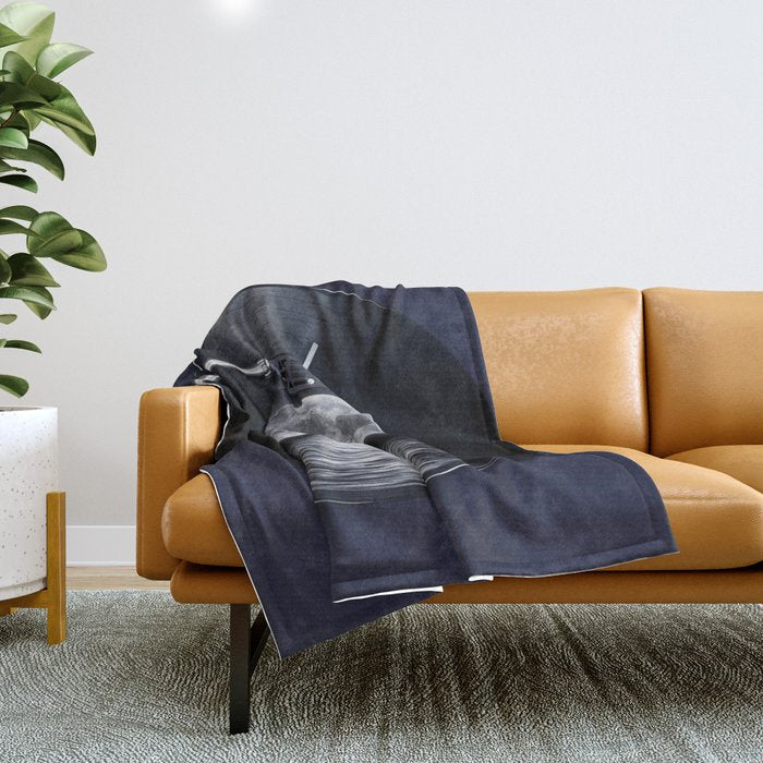 Vinyl moon Throw Blanket Gallery Image 1