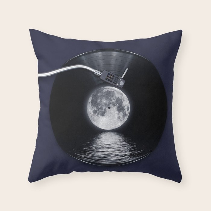 Vinyl moon Throw Pillow Gallery Image 6