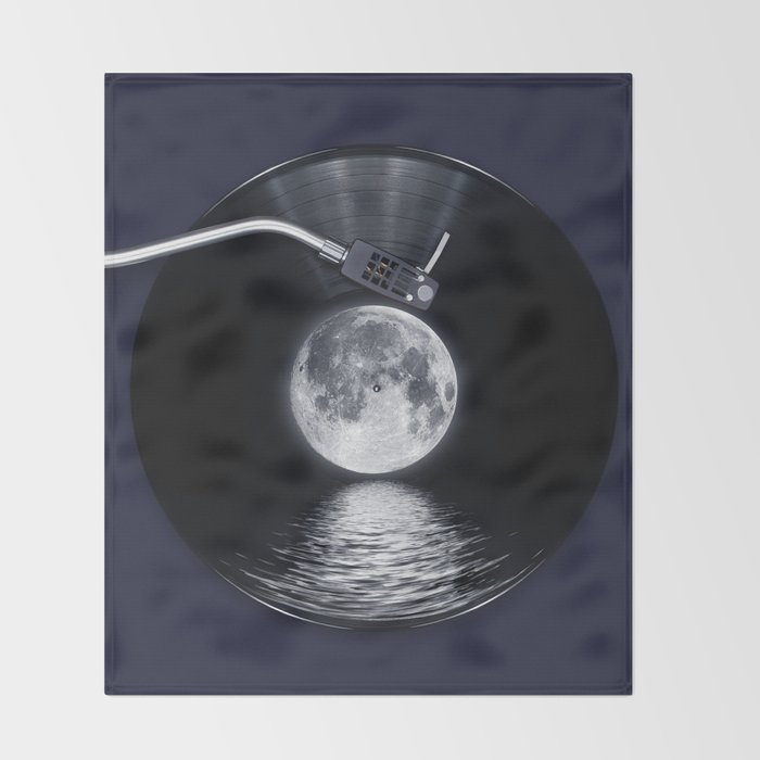 Vinyl moon Throw Blanket Gallery Image 2