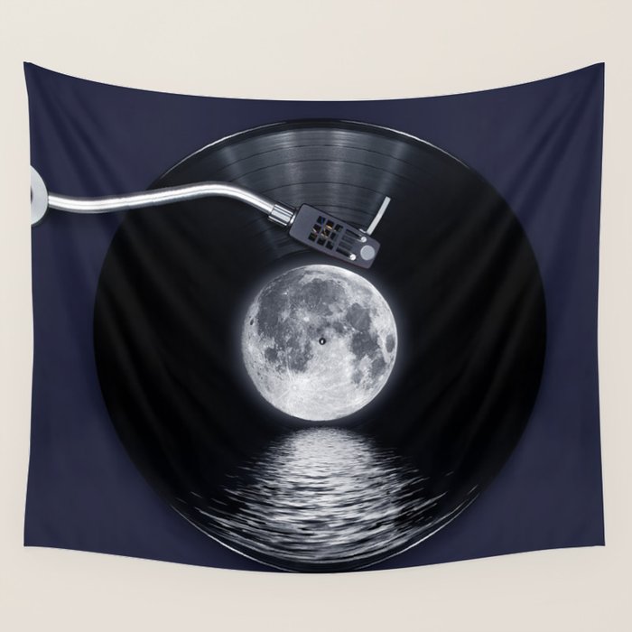 Vinyl moon Wall Tapestry Gallery Image 4