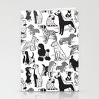 Geometric sweet wet noses // white background black and white dogs Stationery Card Gallery Image 2