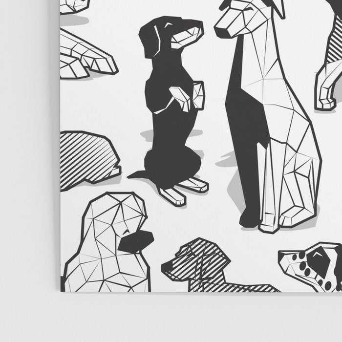 Geometric sweet wet noses // white background black and white dogs Poster Gallery Image 3