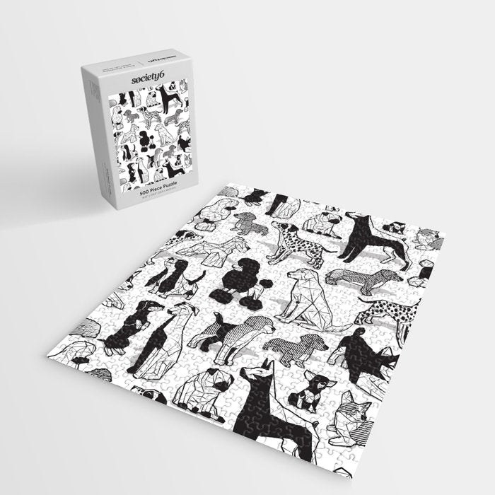 Geometric sweet wet noses // white background black and white dogs Jigsaw Puzzle Gallery Image 2