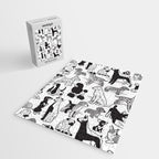 Geometric sweet wet noses // white background black and white dogs Jigsaw Puzzle Gallery Image 2