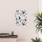 Geometric sweet wet noses // white background black and white dogs Poster Gallery Image 2