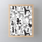 Geometric sweet wet noses // white background black and white dogs Mini Art Print Gallery Image 1